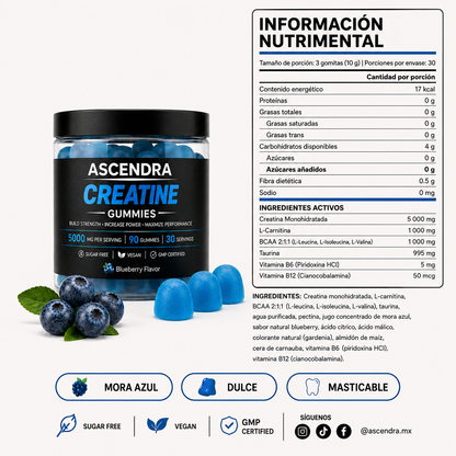ASCENDRA Gomitas de Creatina Monohidratada
